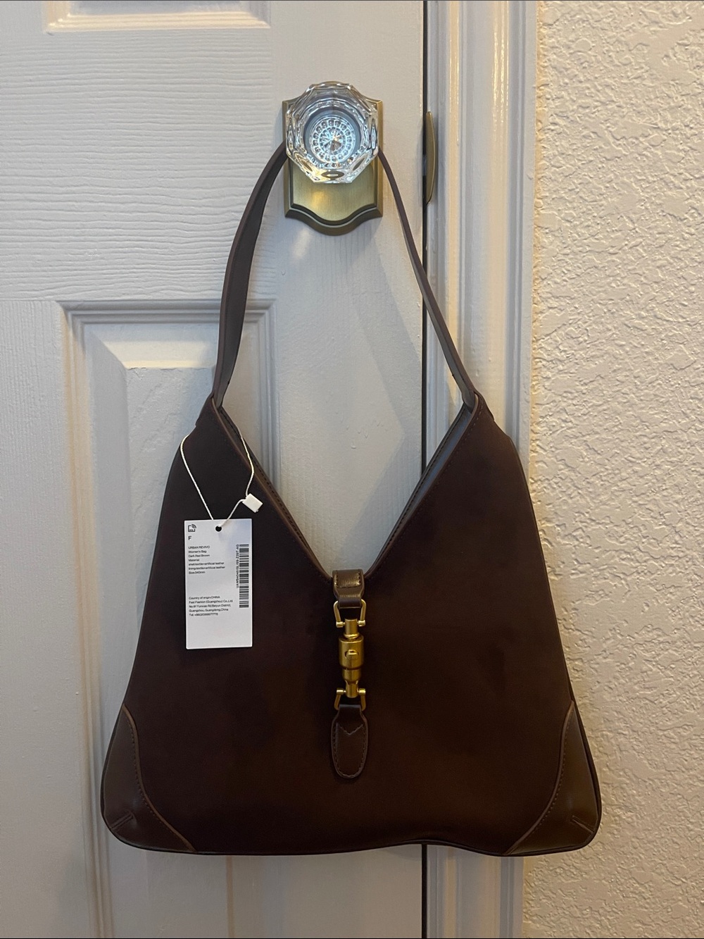 Urban Revivo Dark Brown Suede Shoulder Bag - Picture 9 of 10